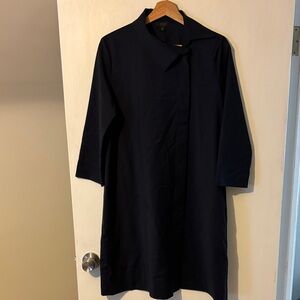COS Navy Long Sleeve Asymmetrical Button Dress